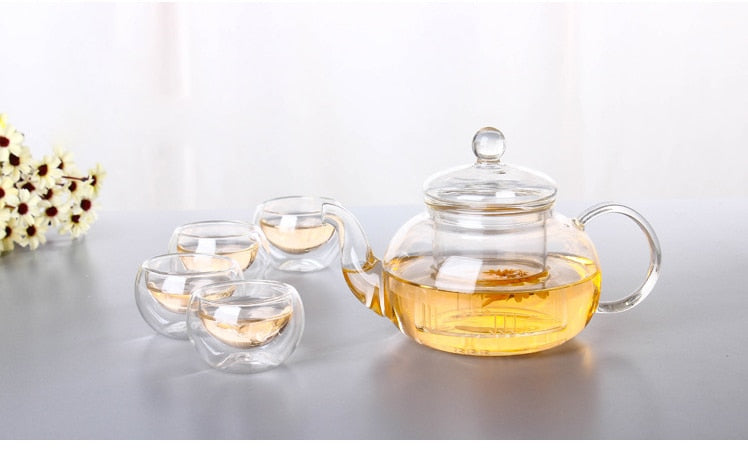 High quality Heat Resistant Glass Tea Pot & Glass Set