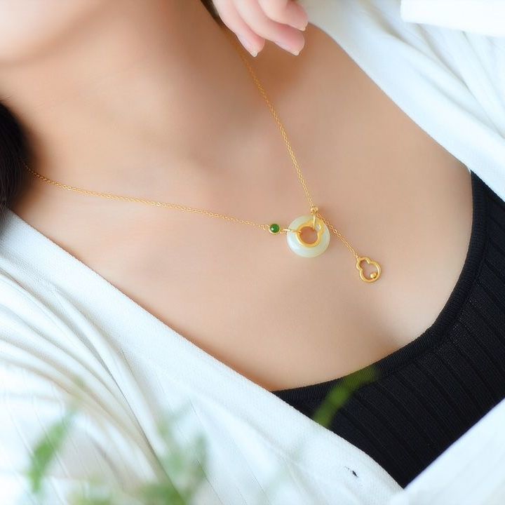 Jade & Chalcedony Gourd Pendant Necklace