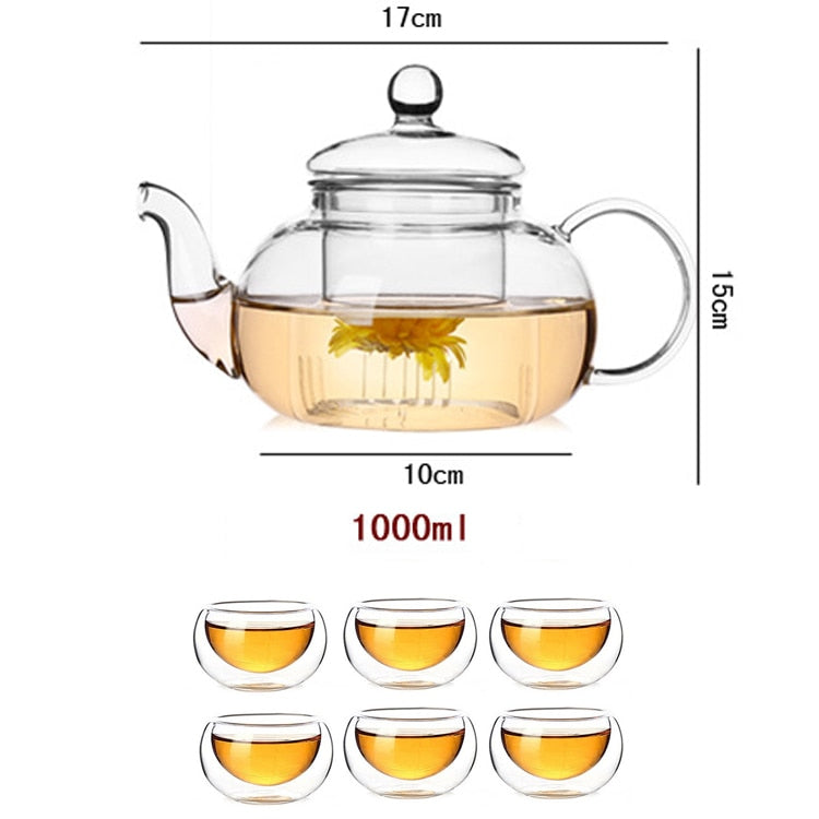 High quality Heat Resistant Glass Tea Pot & Glass Set