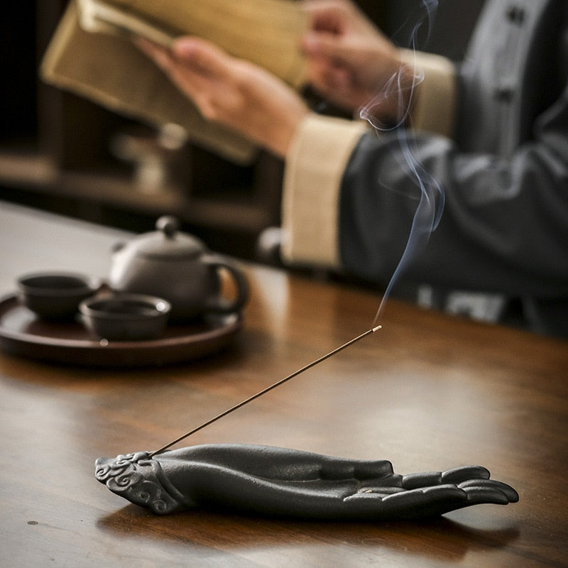 Ceramic Buddha Hand Shape Incense Burner