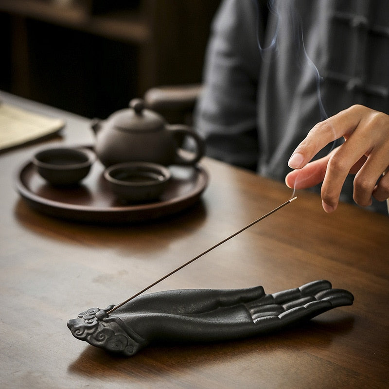 Ceramic Buddha Hand Shape Incense Burner