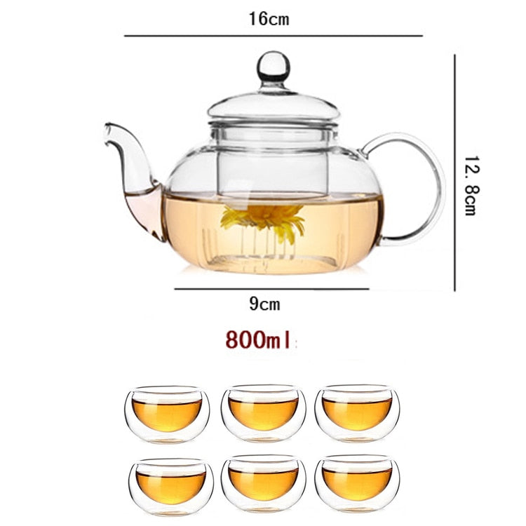 High quality Heat Resistant Glass Tea Pot & Glass Set