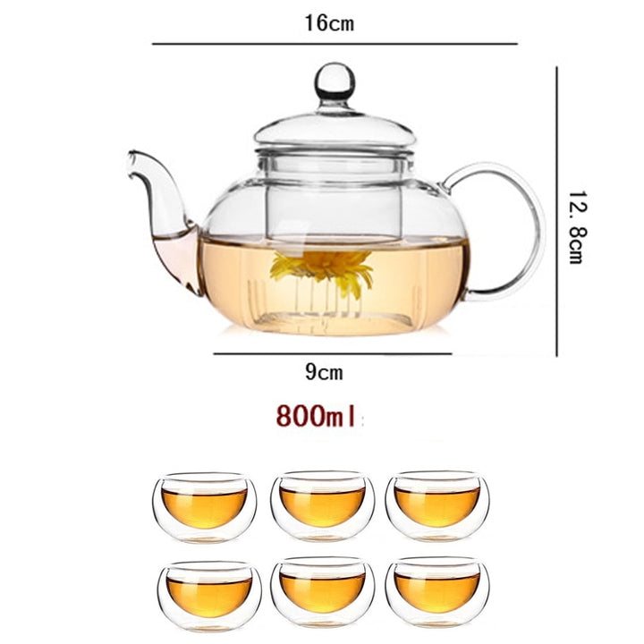 High quality Heat Resistant Glass Tea Pot & Glass Set