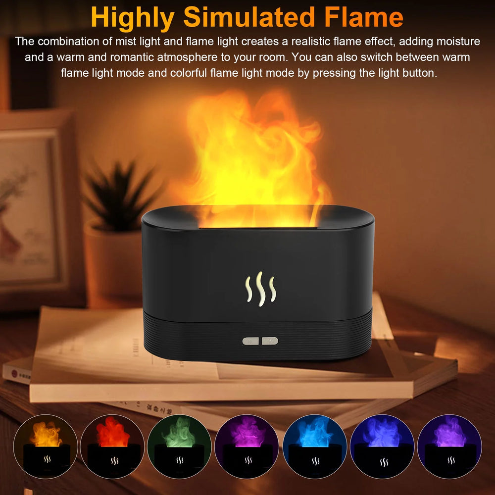 180Ml Flame Air Humidifier Essential Oil Diffuser, 3D USB 7 Color Light Aroma Diffuser 