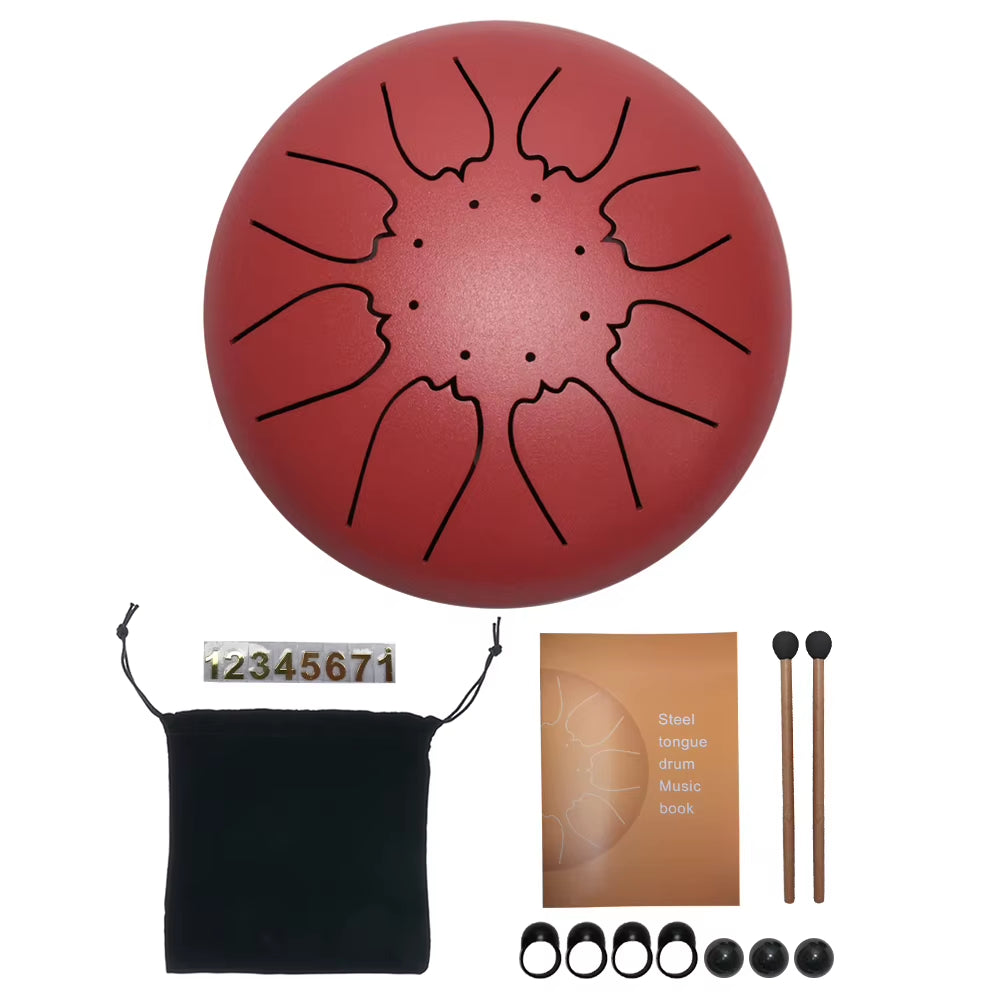 3/6/8 Inch Steel Tongue Drum Set Handpan Drum Pad Tank with Drumstick Carrying Bag Percussion Instruments Accessories