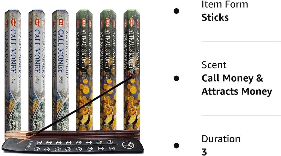 Call Money & Attracts Money Incense Sticks & Holder Bundle Variety Pack from Hem  Insense Insence