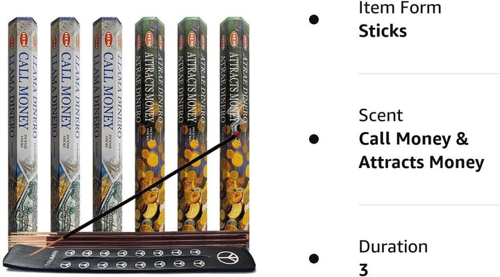 Call Money & Attracts Money Incense Sticks & Holder Bundle Variety Pack from Hem  Insense Insence