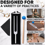 528 Hz Solfeggio Tuning Fork Set – 6.77 inch Aluminum Alloy Harmony Tuning Fork with Reflex Hammer, Cleaning Cloth & Carry Bag for Meditation, Relaxation, Vibrational Sounds & Music Instrument Tuning