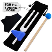 528 Hz Solfeggio Tuning Fork Set – 6.77 inch Aluminum Alloy Harmony Tuning Fork with Reflex Hammer, Cleaning Cloth & Carry Bag for Meditation, Relaxation, Vibrational Sounds & Music Instrument Tuning