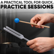 528 Hz Solfeggio Tuning Fork Set – 6.77 inch Aluminum Alloy Harmony Tuning Fork with Reflex Hammer, Cleaning Cloth & Carry Bag for Meditation, Relaxation, Vibrational Sounds & Music Instrument Tuning