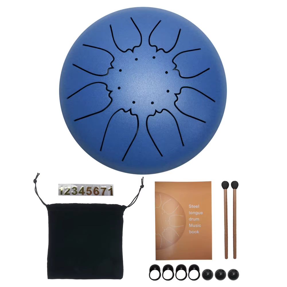 3/6/8 Inch Steel Tongue Drum Set Handpan Drum Pad Tank with Drumstick Carrying Bag Percussion Instruments Accessories