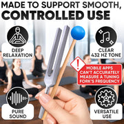 528 Hz Solfeggio Tuning Fork Set – 6.77 inch Aluminum Alloy Harmony Tuning Fork with Reflex Hammer, Cleaning Cloth & Carry Bag for Meditation, Relaxation, Vibrational Sounds & Music Instrument Tuning