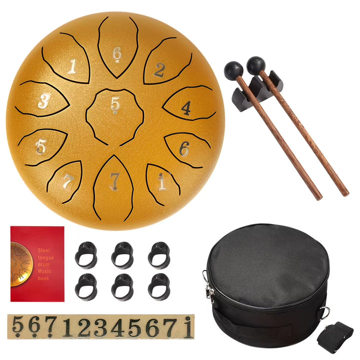 3/6/8 Inch Steel Tongue Drum Set Handpan Drum Pad Tank with Drumstick Carrying Bag Percussion Instruments Accessories