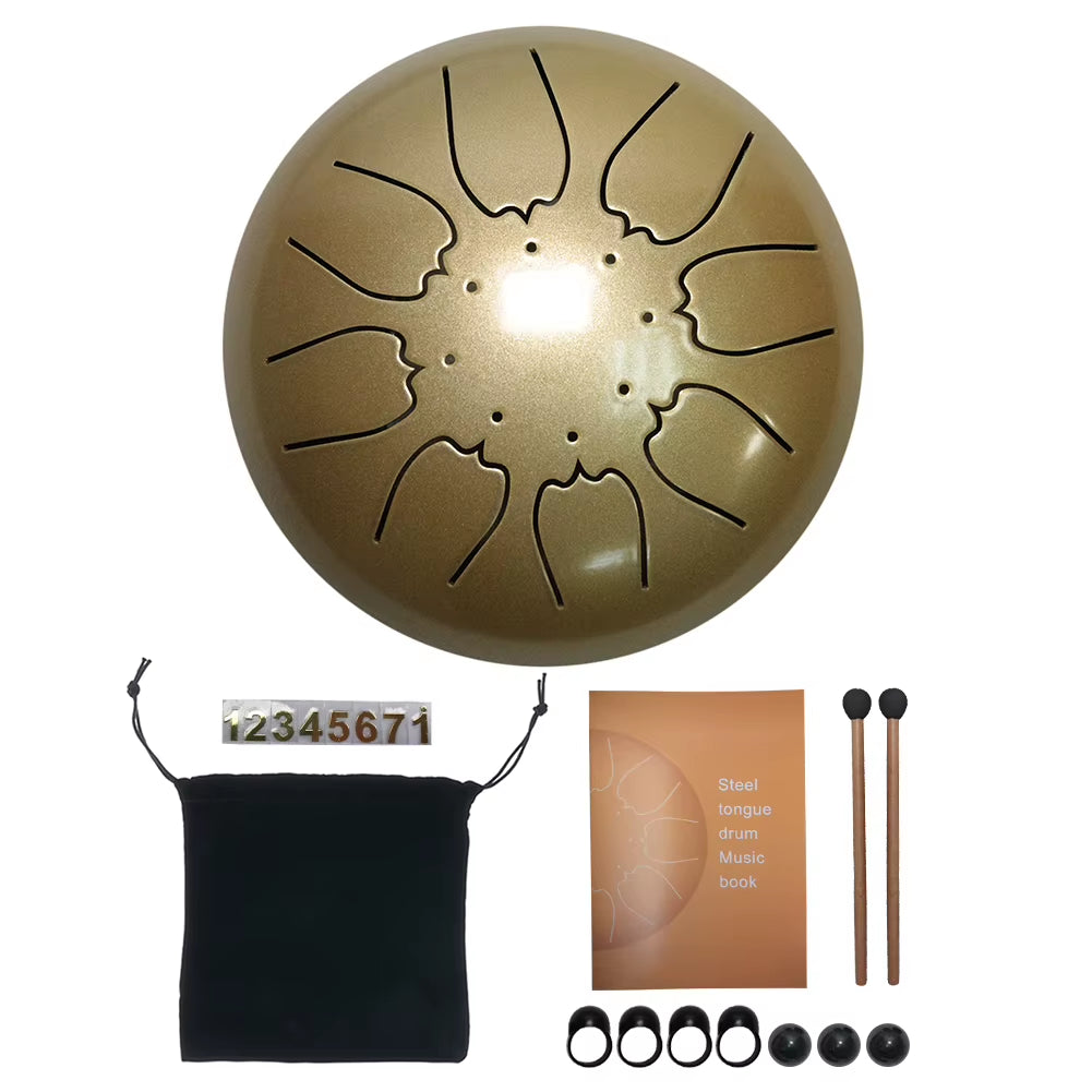 3/6/8 Inch Steel Tongue Drum Set Handpan Drum Pad Tank with Drumstick Carrying Bag Percussion Instruments Accessories