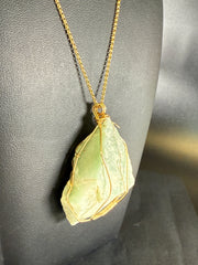 Aventurine Stone Wire Wrapped in 14k GF wire on a 14K GF Rolo Chain 18