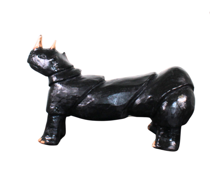 "Black Rhino" Reclaimed Wood Sculpture – Strength, Resilience, Courage & Masculinity