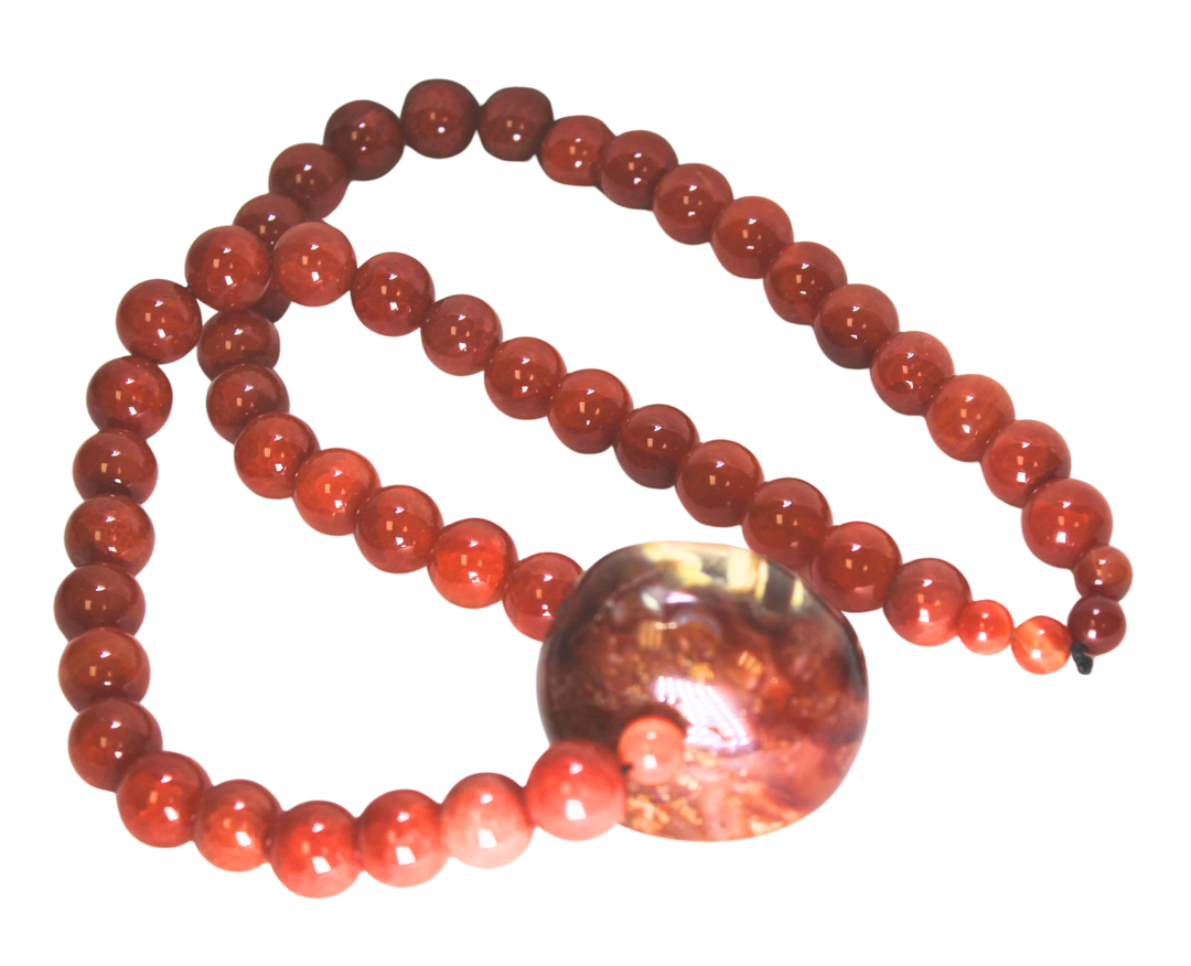 34" (86.36 cm.) Carnelian Crystal Beaded Necklace with Carnelian