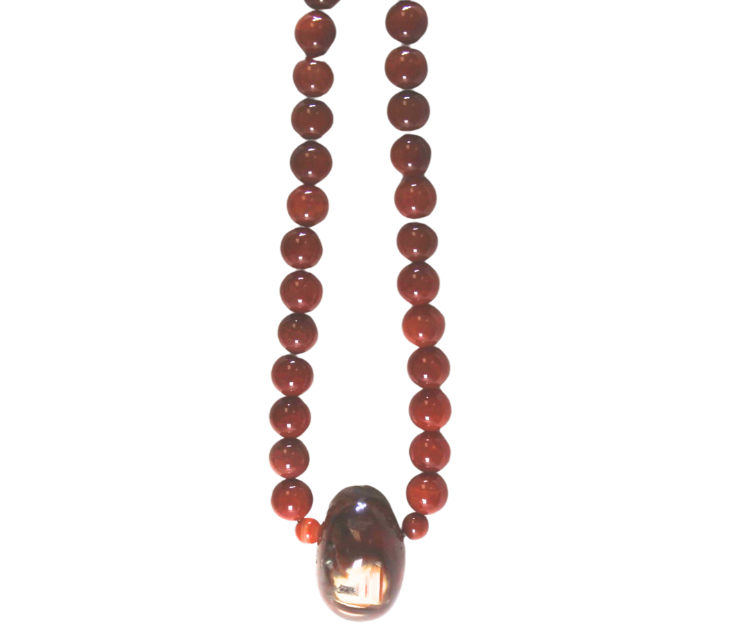 34" (86.36 cm.) Carnelian Crystal Beaded Necklace with Carnelian