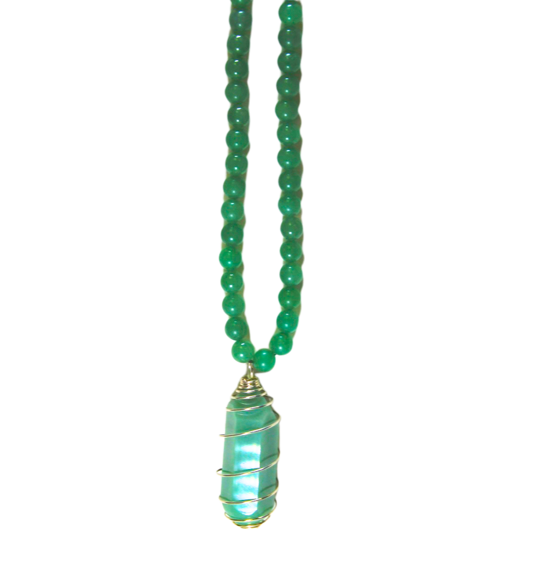 30" (76 cm.) Green Aventurine Crystal Necklace