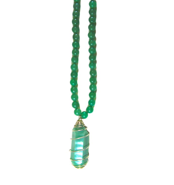 30" (76 cm.) Green Aventurine Crystal Necklace