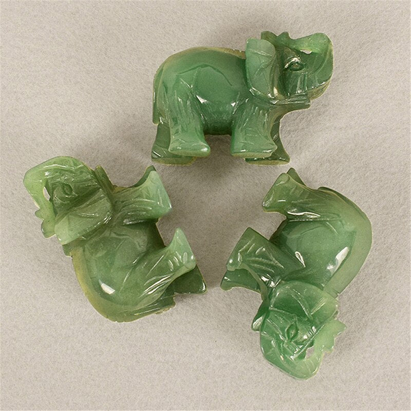 Lucky Elephant Green Figurine Ornament