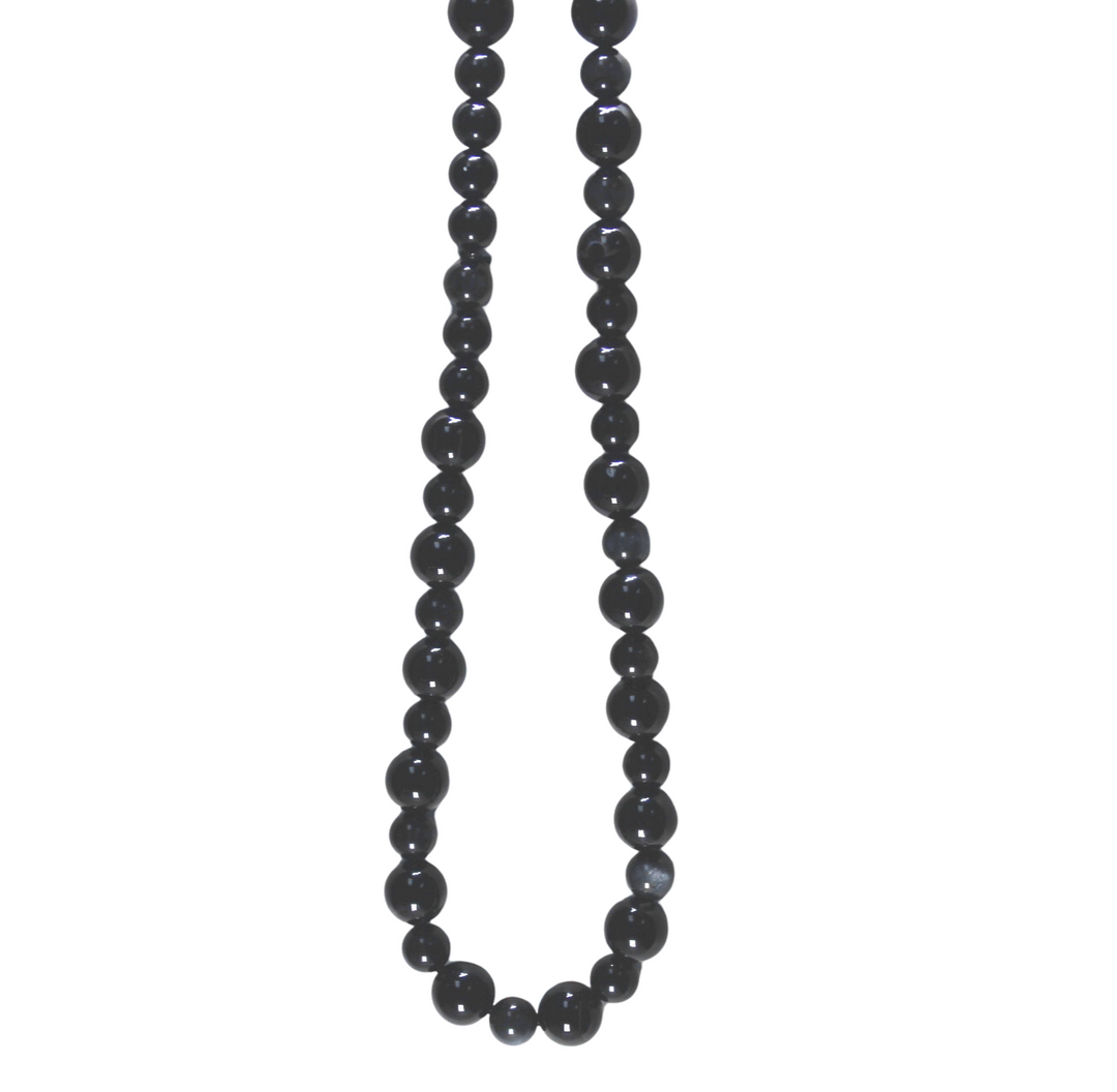 30" (76 cm.) Black & Gold Obsidian Crystal Necklace