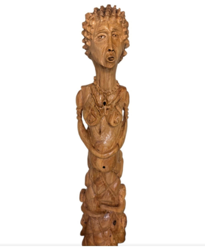 "Mother Gaia" Reclaimed Wood Sculpture with Ankh Pendant