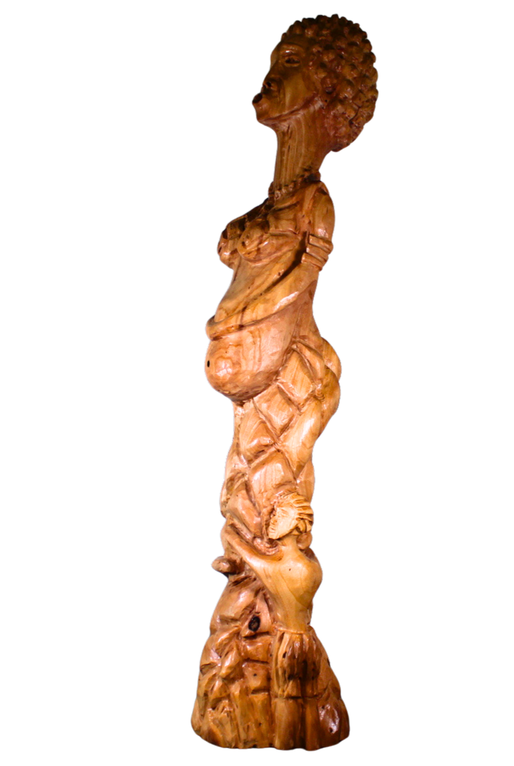 "Mother Gaia" Reclaimed Wood Sculpture with Ankh Pendant