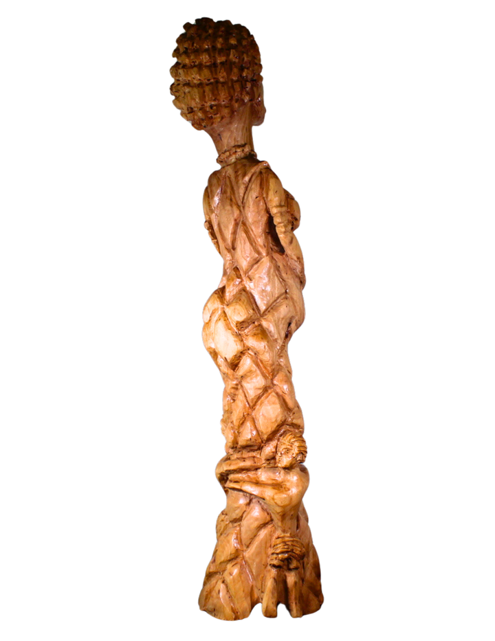 "Mother Gaia" Reclaimed Wood Sculpture with Ankh Pendant