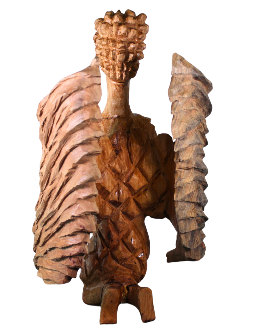 "Protective Angel with Cradled Baby" – Reclaimed Wood Sculpture