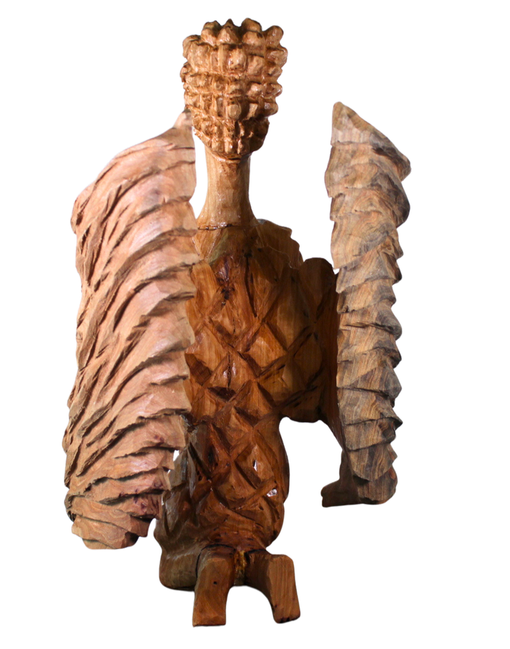 "Protective Angel with Cradled Baby" – Reclaimed Wood Sculpture