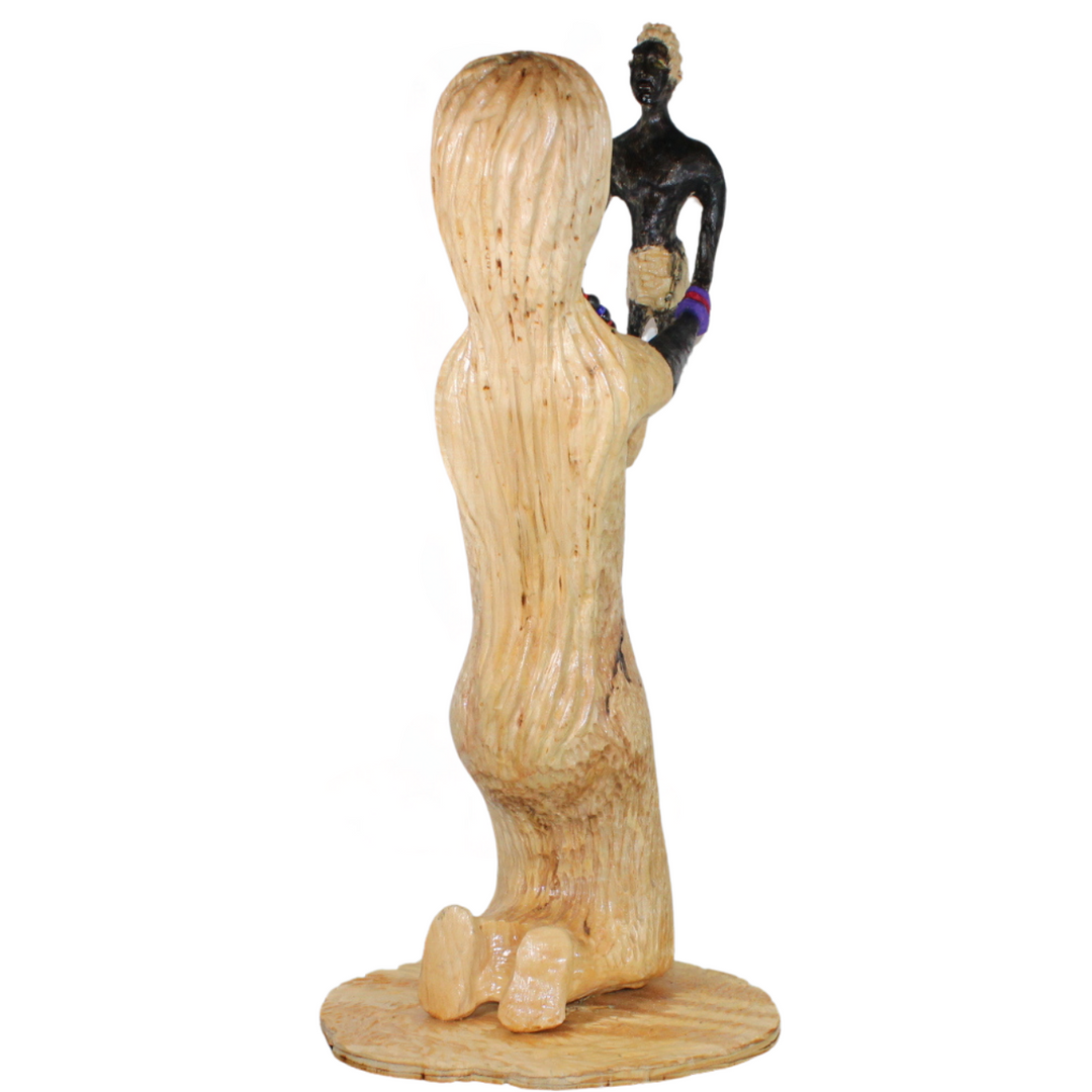 "Scorpio Mother & Son" - Reclaimed Wood Sculpture of Strength & Suffering