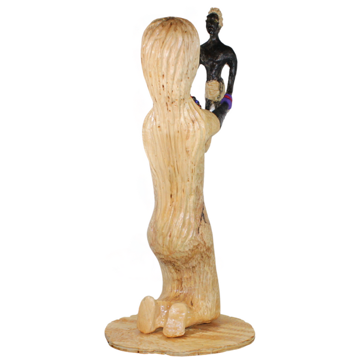 "Scorpio Mother & Son" - Reclaimed Wood Sculpture of Strength & Suffering