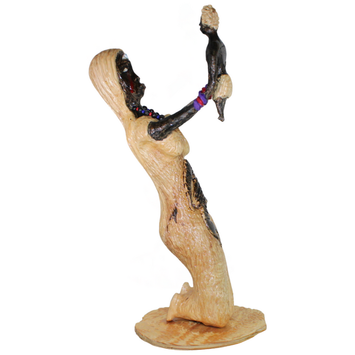 "Scorpio Mother & Son" - Reclaimed Wood Sculpture of Strength & Suffering