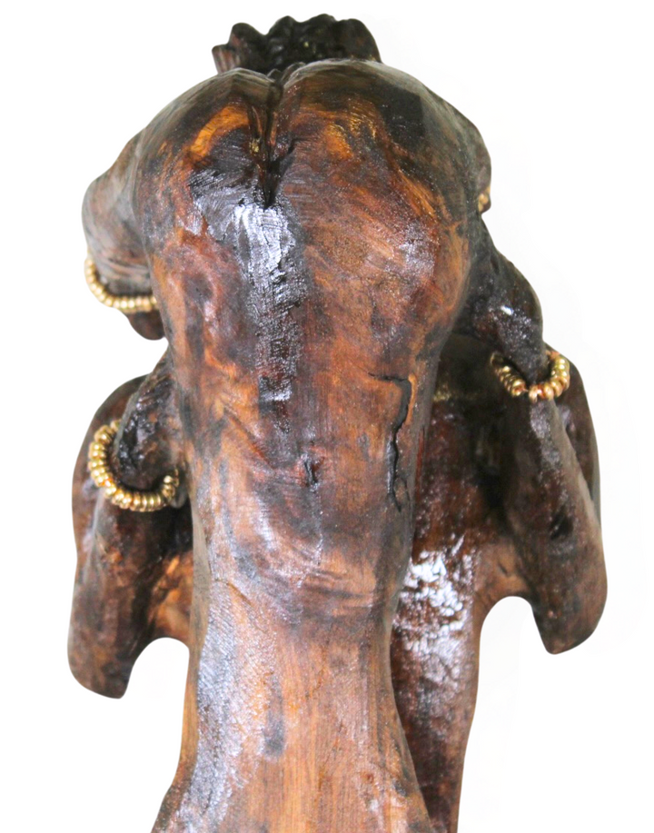 "Shango and Oshun" – Reclaimed Wood Sculpture of Divine Union with Adorned Crystals and Jewelry