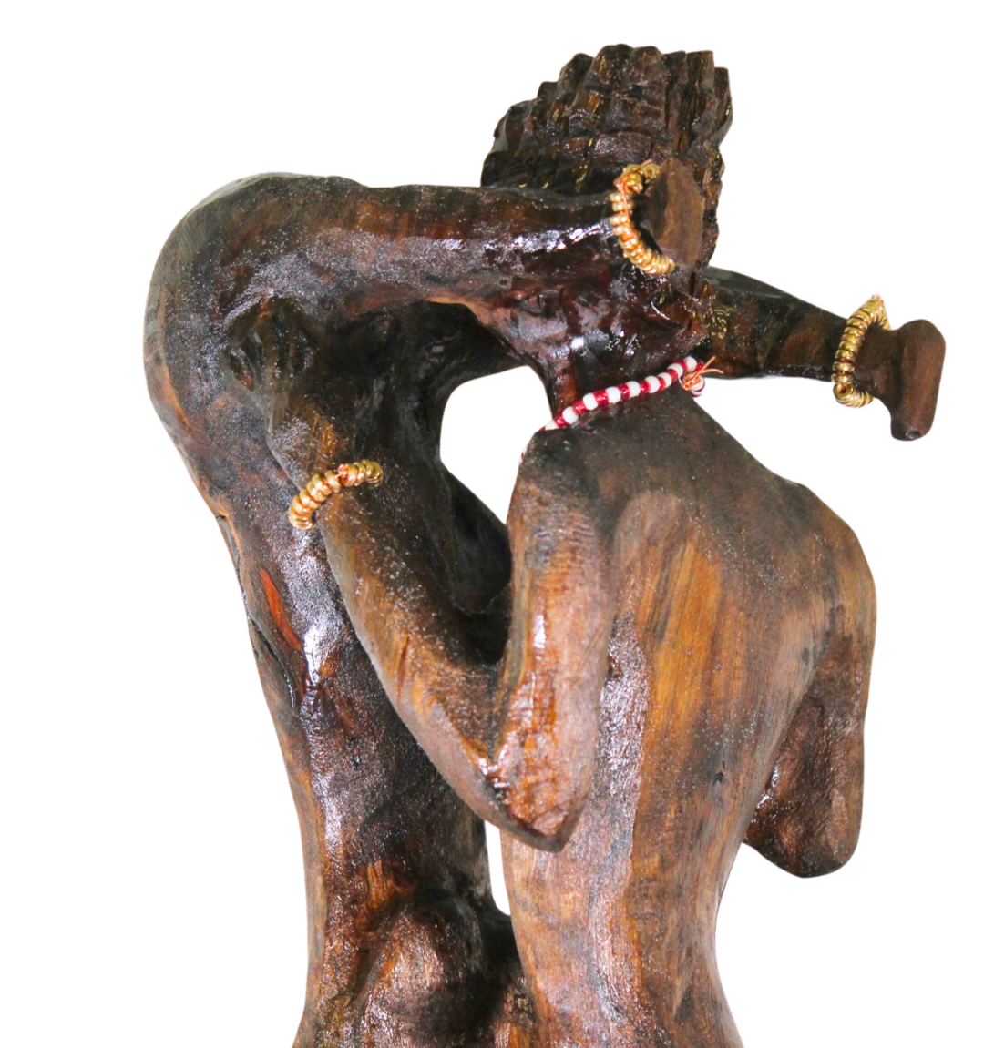 "Shango and Oshun" – Reclaimed Wood Sculpture of Divine Union with Adorned Crystals and Jewelry