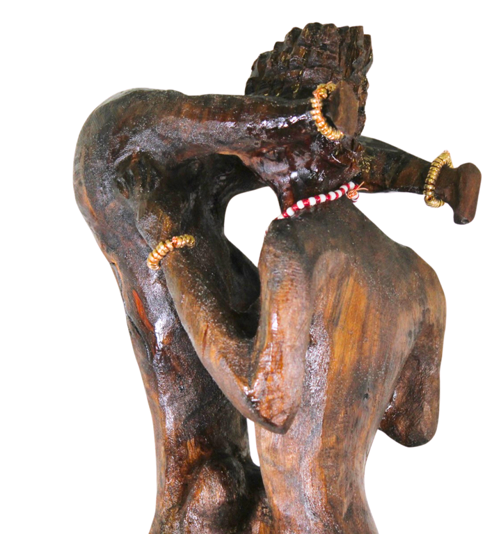 "Shango and Oshun" – Reclaimed Wood Sculpture of Divine Union with Adorned Crystals and Jewelry
