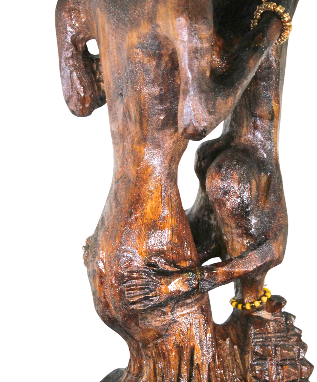 "Shango and Oshun" – Reclaimed Wood Sculpture of Divine Union with Adorned Crystals and Jewelry