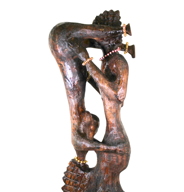 "Shango and Oshun" – Reclaimed Wood Sculpture of Divine Union with Adorned Crystals and Jewelry