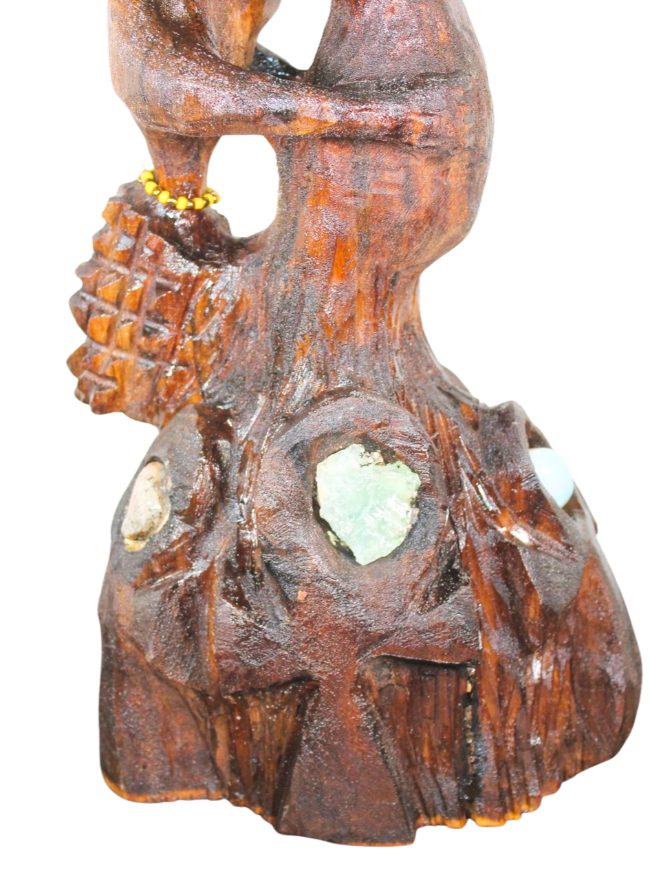 "Shango and Oshun" – Reclaimed Wood Sculpture of Divine Union with Adorned Crystals and Jewelry
