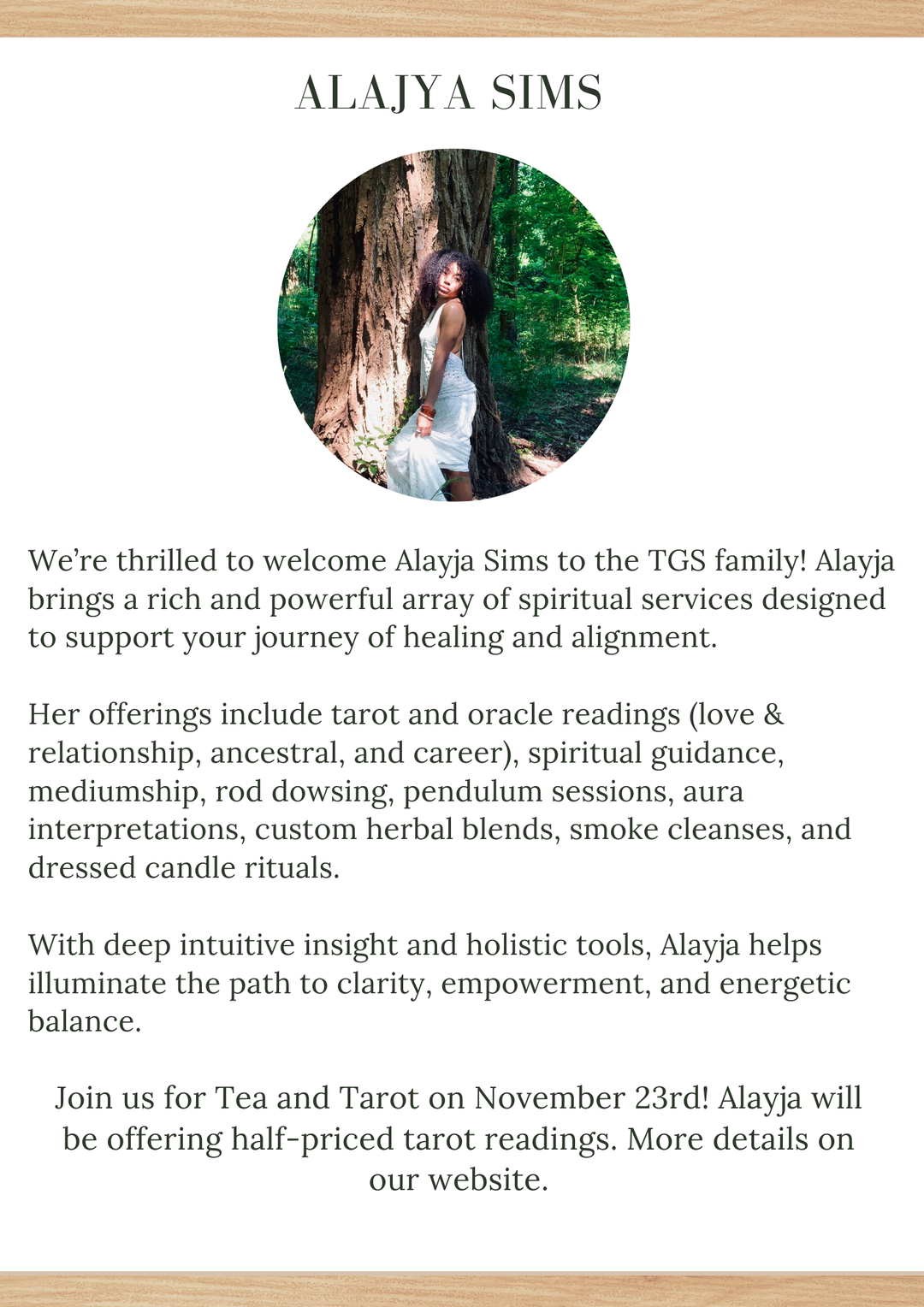 Intuitive, Ancestral, Tarot, and Dowsing Rod Sessions with Alayja Sims