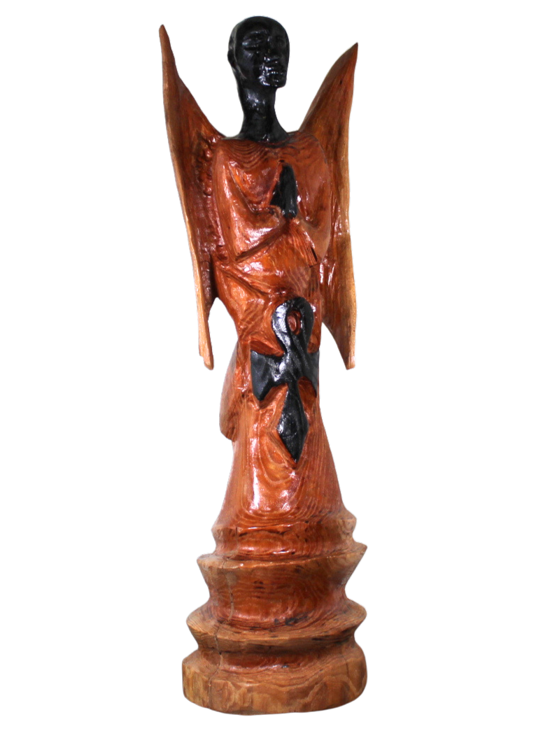 "Prying African Angel" - Reclaimed Wood Statue