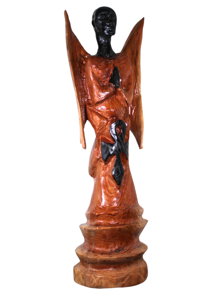 "Prying African Angel" - Reclaimed Wood Statue
