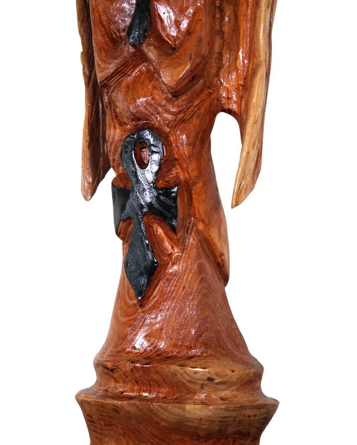 "Prying African Angel" - Reclaimed Wood Statue