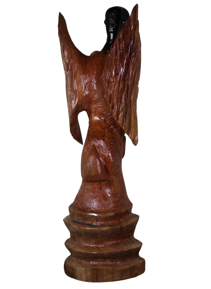 "Prying African Angel" - Reclaimed Wood Statue