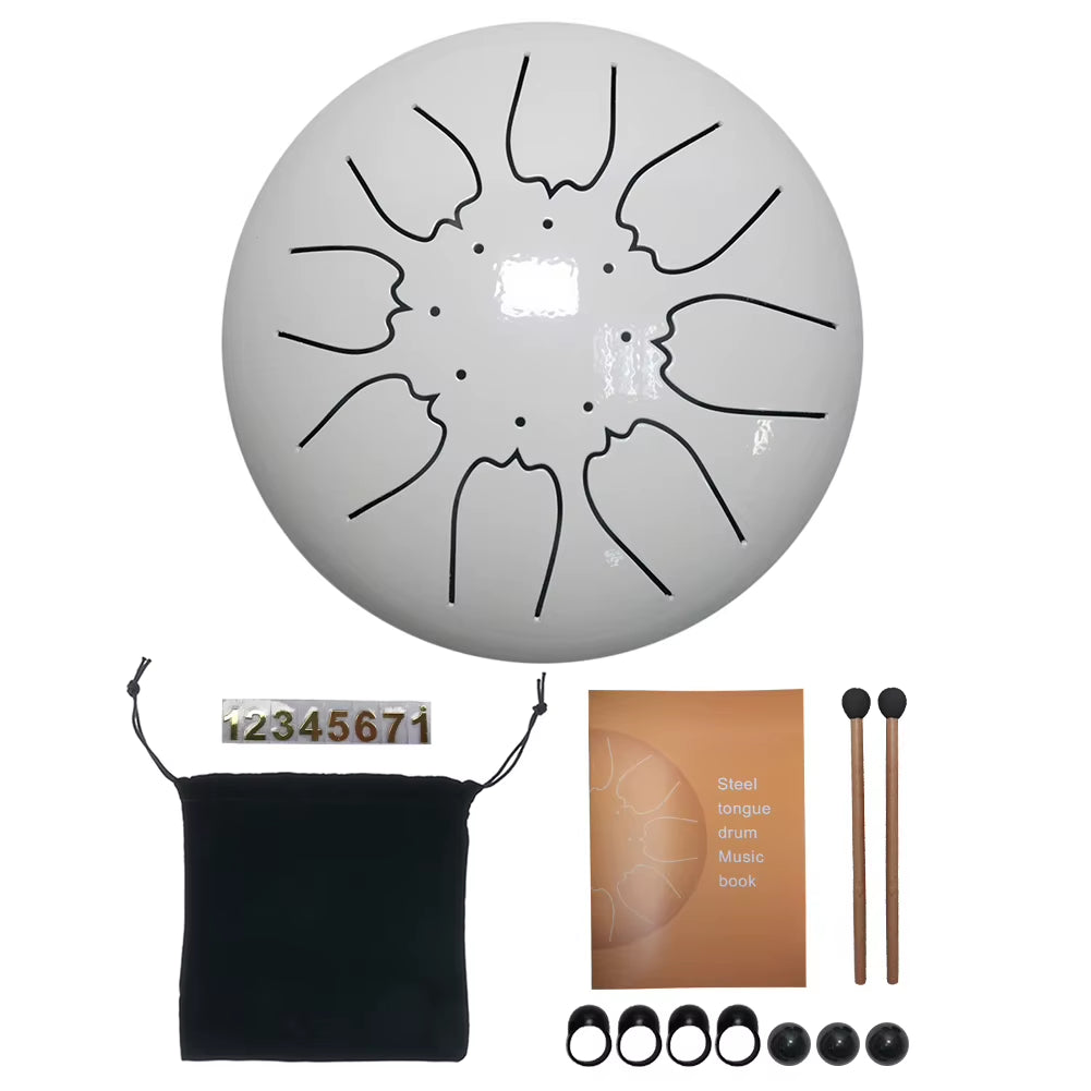 3/6/8 Inch Steel Tongue Drum Set Handpan Drum Pad Tank with Drumstick Carrying Bag Percussion Instruments Accessories