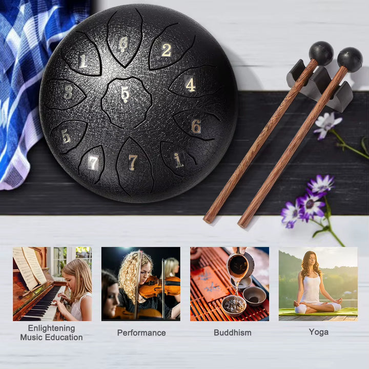 3/6/8 Inch Steel Tongue Drum Set Handpan Drum Pad Tank with Drumstick Carrying Bag Percussion Instruments Accessories