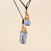Lapis Lazuli Handmade Potion Bottle Protection Copper Wire Wrapped Necklace with Gold Filled Closures