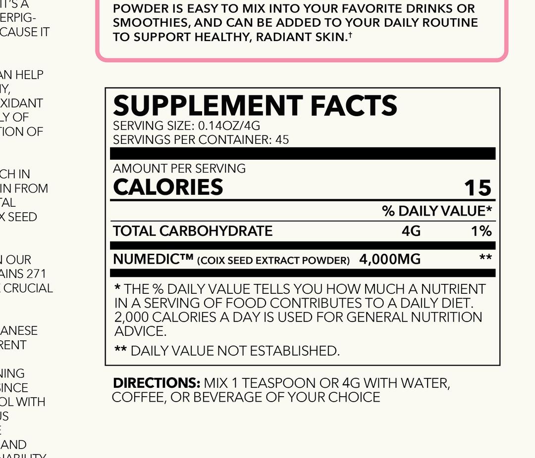Tone and Glow Coix Seed Extract Powder
