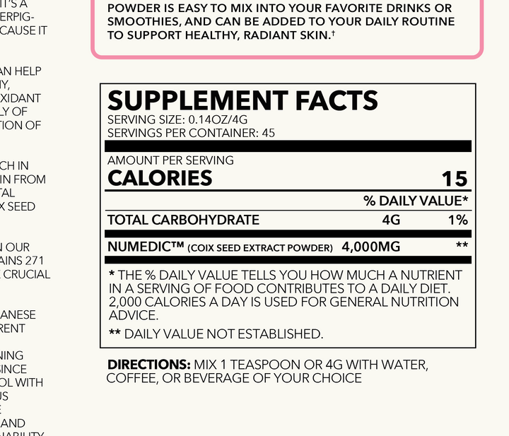 Tone and Glow Coix Seed Extract Powder